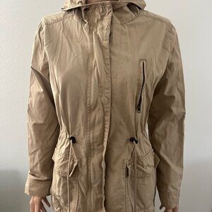 Forever 21 Tan Hooded Anorak Utility Jacket SZ S Gently Used